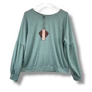 Knox Rose Balloon Sleeve Lightweight Sweatshirt – Seafoam Blue – XS, NWT